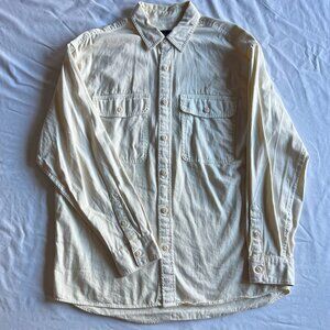 Abercrombie & Fitch Cream Vintage Utility Canvas Shirt Jacket - Men's Medium
